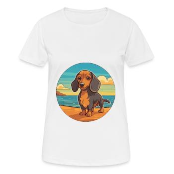 Miniatur Dackel Hund Rasse Cartoon Kawaii Hund - Frauen T-Shirt atmungsaktiv - Weiß - Vorne - AI Model Female 172 dark (172cm)
