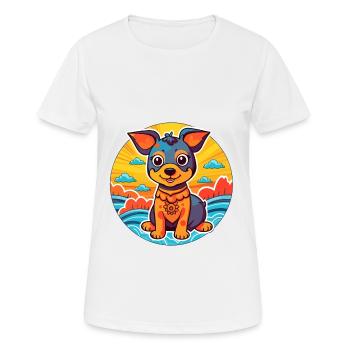 Ovtcharka de race de chien d’Asie centrale Cartoon Kawaii - T-shirt respirant Femme - blanc - Devant - AI Model Female 172 dark (172cm)