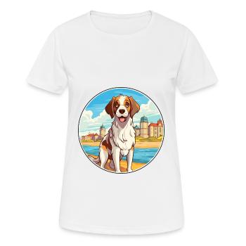 Moscou chien de garde chien race Cartoon Kawaii Clipart - T-shirt respirant Femme - blanc - Devant - AI Model Female 172 dark (172cm)