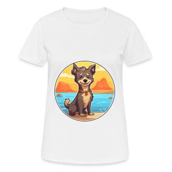 Mudi Hunderasse Karikatur Kawaii Clipart Aquarell - Frauen T-Shirt atmungsaktiv - Weiß - Vorne - AI Model Female 172 dark (172cm)