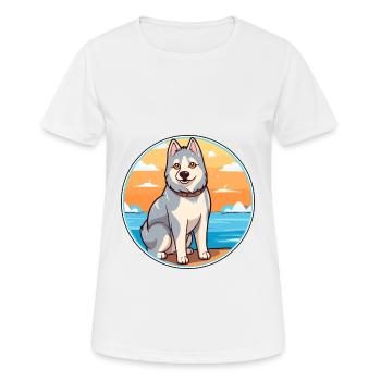 Northern Inuit Dog Breed Cartoon Kawaii Clipart - Women's Breathable T-Shirt - white - Front - AI Model Female 172 dark (172cm)