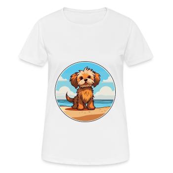 Lowchen Little Lion Dog Breed Cartoon Kawaii Dog - Women's Breathable T-Shirt - white - Front - AI Model Female 172 dark (172cm)