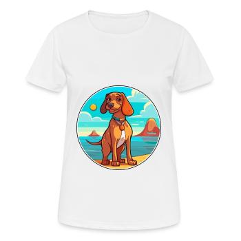 Magyar Agar chien race dessin animé Kawaii Clipart chien - T-shirt respirant Femme - blanc - Devant - AI Model Female 172 dark (172cm)