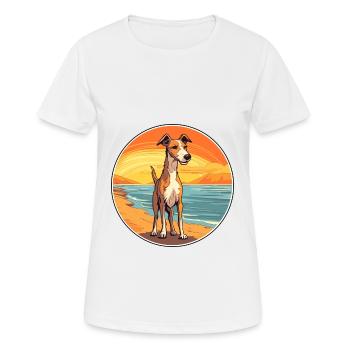 Lurcher Dog Breed Cartoon Kawaii Clipart Dog Pet - Women's Breathable T-Shirt - white - Front - AI Model Female 172 dark (172cm)