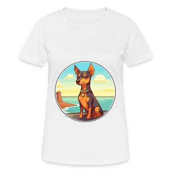 Miniatur Pinscher Hunderasse Cartoon Kawaii Hund - Frauen T-Shirt atmungsaktiv - Weiß - Vorne - AI Model Female 172 dark (172cm)