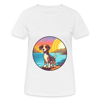 Nouvelle-Zélande Tête Chien Race Cartoon Kawaii Chien - T-shirt respirant Femme - blanc - Devant - AI Model Female 172 dark (172cm)