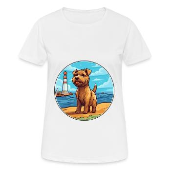 Norfolk Terrier Dog Breed Cartoon Kawaii Clipart - Women's Breathable T-Shirt - white - Front - AI Model Female 172 dark (172cm)