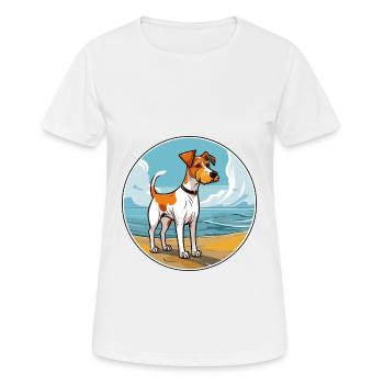 Miniature Fox Terrier chien race Cartoon Kawaii chien - T-shirt respirant Femme - blanc - Devant - AI Model Female 172 dark (172cm)