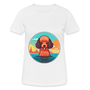 Miniature Poodle Dog Breed Cartoon Kawaii Clipart - Women's Breathable T-Shirt - white - Front - AI Model Female 172 dark (172cm)