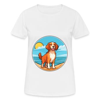 Nederlandse Kooikerhondje Dog Breed Cartoon Kawaii - Women's Breathable T-Shirt - white - Front - AI Model Female 172 dark (172cm)
