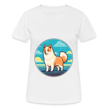 Nordic Spitz Dog Breed Cartoon Kawaii Clipart Dog - Women's Breathable T-Shirt - white - Front - AI Model Female 172 dark (172cm)