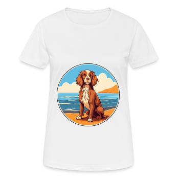 Norfolk Spaniel Dog Breed Cartoon Kawaii Clipart - Women's Breathable T-Shirt - white - Front - AI Model Female 172 dark (172cm)