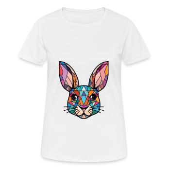 Illustration d’animaux de compagnie aquarelle colorée aquarelle de lapin - T-shirt respirant Femme - blanc - Devant - AI Model Female 172 dark (172cm)