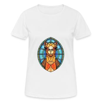 Camel Colorful Watercolor Animal Pet Illustration - Women's Breathable T-Shirt - white - Front - AI Model Female 172 dark (172cm)