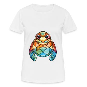 Turtle Colorful Watercolor Animal Pet Illustration - Women's Breathable T-Shirt - white - Front - AI Model Female 172 dark (172cm)