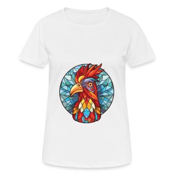 Hahn Buntes Aquarell Tier Illustration - Frauen T-Shirt atmungsaktiv - Weiß - Vorne - AI Model Female 172 dark (172cm)