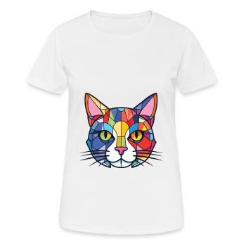 Chat Aquarelle Colorée Animal Illustration D’animaux De Compagnie - T-shirt respirant Femme - blanc - Devant - AI Model Female 172 dark (172cm)