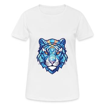 Bleu Aquatique Tigre Aquarelle Colorée Animal de compagnie - T-shirt respirant Femme - blanc - Devant - AI Model Female 172 dark (172cm)
