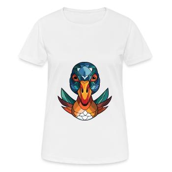 Mandarin Duck Colorful Watercolor Animal Cartoon - Women's Breathable T-Shirt - white - Front - AI Model Female 172 dark (172cm)