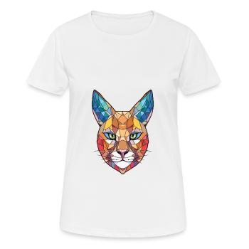 Caracal Colorful Watercolor Animal Illustration - Women's Breathable T-Shirt - white - Front - AI Model Female 172 dark (172cm)