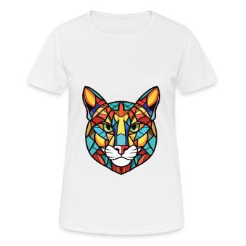 Dschungelkatze Buntes Aquarell Tier Illustration - Frauen T-Shirt atmungsaktiv - Weiß - Vorne - AI Model Female 172 dark (172cm)