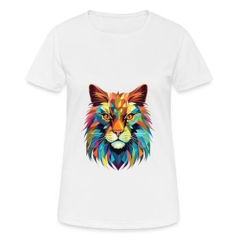 Maine Coon Cat Aquarelle Colorée Animal Cartoon - T-shirt respirant Femme - blanc - Devant - AI Model Female 172 dark (172cm)