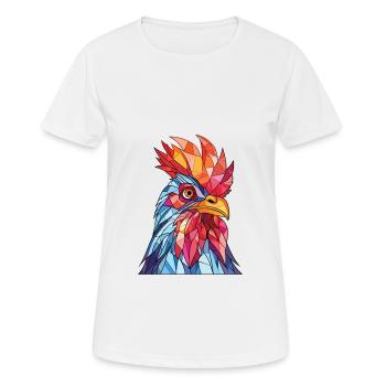 Poule aquarelle colorée Animal animal de compagnie Illustration - T-shirt respirant Femme - blanc - Devant - AI Model Female 172 dark (172cm)
