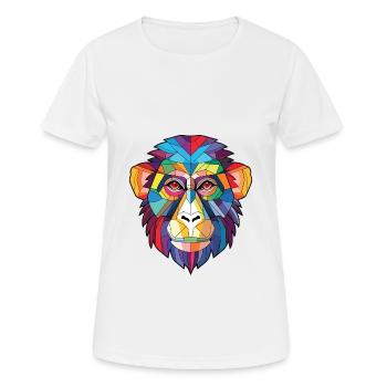 Monkey Colorful Watercolor Animal Pet Illustration - Women's Breathable T-Shirt - white - Front - AI Model Female 172 dark (172cm)