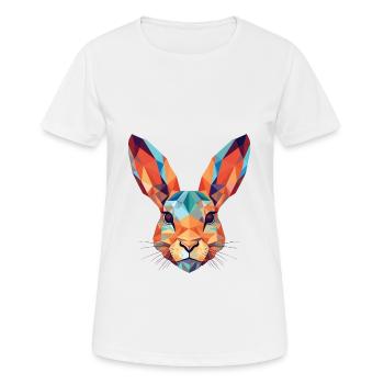 Hase, Kaninchen, Buntes, Aquarell, Tier, Haustier, Cartoon - Frauen T-Shirt atmungsaktiv - Weiß - Vorne - AI Model Female 172 dark (172cm)