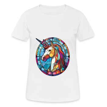 Bunte Aquarell-Tierillustration des Einhorns - Frauen T-Shirt atmungsaktiv - Weiß - Vorne - AI Model Female 172 dark (172cm)