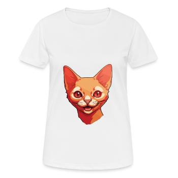 Illustration à l’aquarelle de dessin animé Devon Rex chat rouge - T-shirt respirant Femme - blanc - Devant - AI Model Female 172 dark (172cm)