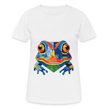 Bunte Aquarell-Tierhaustierillustration des Frosches - Frauen T-Shirt atmungsaktiv - Weiß - Vorne - AI Model Female 172 dark (172cm)