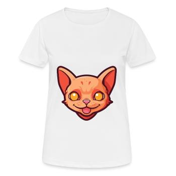 Illustration à l’aquarelle de dessin animé Devon Rex chat rouge - T-shirt respirant Femme - blanc - Devant - AI Model Female 172 dark (172cm)