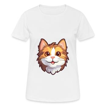 Kurilian Bobtail Cat Cartoon Watercolor Clipart - Women's Breathable T-Shirt - white - Front - AI Model Female 172 dark (172cm)