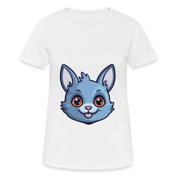 Russische blaue Katze Karikatur Aquarell Illustration - Frauen T-Shirt atmungsaktiv - Weiß - Vorne - AI Model Female 172 dark (172cm)