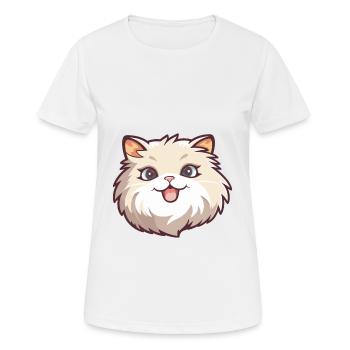 Ragamuffin chat dessin animé illustration à l’aquarelle - T-shirt respirant Femme - blanc - Devant - AI Model Female 172 dark (172cm)