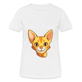 Ocicat chat dessin animé aquarelle illustration - T-shirt respirant Femme - blanc - Devant - AI Model Female 172 dark (172cm)
