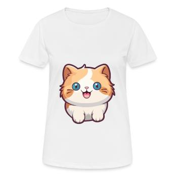 Munchkin Katze Cartoon Aquarell Illustration - Frauen T-Shirt atmungsaktiv - Weiß - Vorne - AI Model Female 172 dark (172cm)