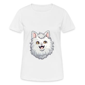 Laperm Katze Karikatur Aquarell Illustration - Frauen T-Shirt atmungsaktiv - Weiß - Vorne - AI Model Female 172 dark (172cm)