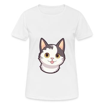 Japanisch Bobtail Katze Karikatur Aquarell Clipart - Frauen T-Shirt atmungsaktiv - Weiß - Vorne - AI Model Female 172 dark (172cm)