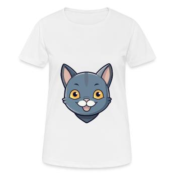 Korat Cat Colorful Cartoon Watercolor Illustration - Women's Breathable T-Shirt - white - Front - AI Model Female 172 dark (172cm)