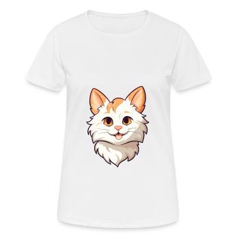Karelian Bobtail Cat Cartoon Watercolor Clipart - Women's Breathable T-Shirt - white - Front - AI Model Female 172 dark (172cm)