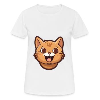 Havanna Braune Katze Karikatur Aquarell Illustration - Frauen T-Shirt atmungsaktiv - Weiß - Vorne - AI Model Female 172 dark (172cm)