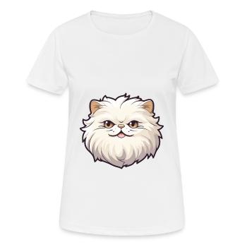 British Longhair Cat Cartoon Watercolor Clipart - Women's Breathable T-Shirt - white - Front - AI Model Female 172 dark (172cm)