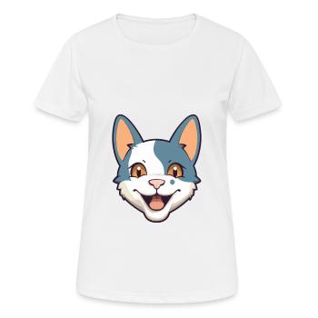 German Rex Cat Cartoon Watercolor Illustration - Women's Breathable T-Shirt - white - Front - AI Model Female 172 dark (172cm)