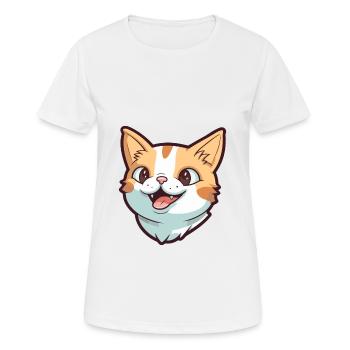 Brazilian Shorthair Cat Cartoon Watercolor Clipart - Women's Breathable T-Shirt - white - Front - AI Model Female 172 dark (172cm)