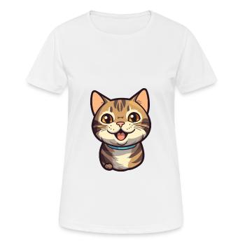 California Spangled Cat Cartoon Watercolor Clipart - Women's Breathable T-Shirt - white - Front - AI Model Female 172 dark (172cm)