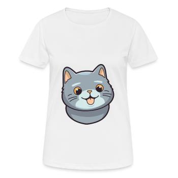 Britische Falte Kurzhaar Katze Karikatur Aquarell Kunst - Frauen T-Shirt atmungsaktiv - Weiß - Vorne - AI Model Female 172 dark (172cm)