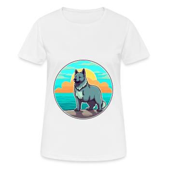Norwegian Elkhound Dog Breed Cartoon Kawaii Dog - Women's Breathable T-Shirt - white - Front - AI Model Female 172 dark (172cm)