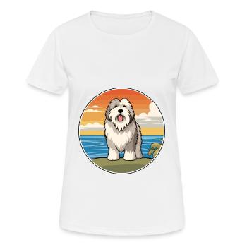 Vieux chien de berger anglais race de chien de dessin animé Kawaii chien - T-shirt respirant Femme - blanc - Devant - AI Model Female 172 dark (172cm)